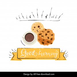 good morning breakfast logo template retro handdrawn decor