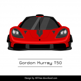 gordon murray t50 car model advertising template modern symmetric front view design