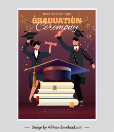 graduation ceremony banner template dynamic cartoon students