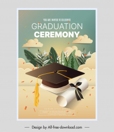 graduation ceremony poster template elegant modern 3d