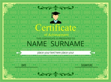 graduation certificate vignette style in green