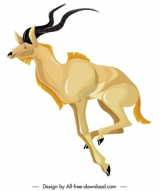 graminivorous antelope icon colored cartoon sketch