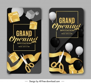 grand opening card templates luxury shiny balloon ribbons