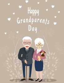 grandparents day banner old couple icon