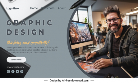 graphic design landing page template happy smiling man