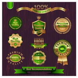 green and gold badge and seal collection