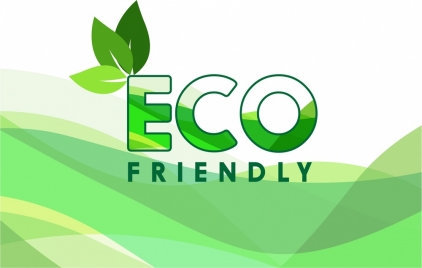 green eco banner leaves and curves design