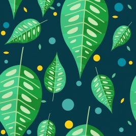 green leaves background flat rounded design