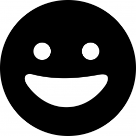 grin emotion icon flat contrast black white circle face outline