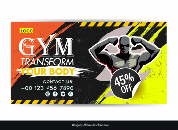 gym club discount banner contrast muscle athlete