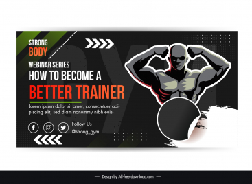 gym club discount banner template dark muscle athlete