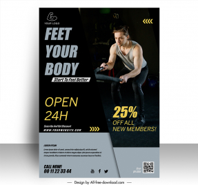gym club discount poster template dynamic dark contrast