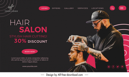 hair salon advertising landing page template dark elegance