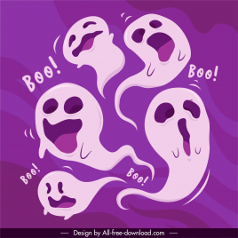 halloween background active funny ghost characters sketch