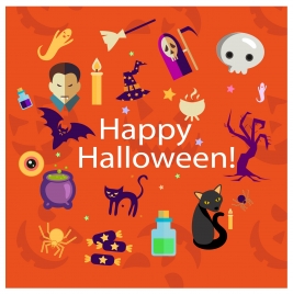 halloween background template illustration with horror elements