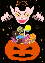 halloween banner evil pumpkin candies decoration