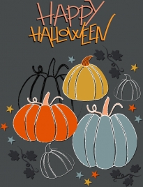 halloween banner pumpkin icons decor handdrawn sketch