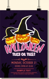 halloween banner scary pumpkin icons dark design