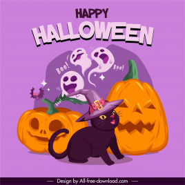 halloween banner template funny scary symbols sketch