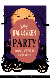 halloween banner template horrible elements decor dark moonnight