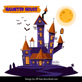 halloween design elements 3d hauting house