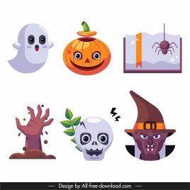 halloween elements scary symbols sketch