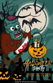 halloween poster scary bloody devil sketch cartoon design