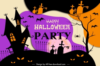 halloween poster template dark flat vintage scary elements