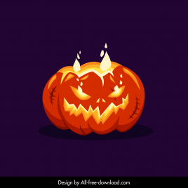 halloween pumpkin icon dynamic burning lantern horror face sketch