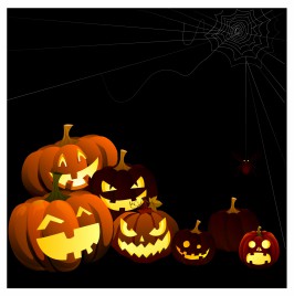 Halloween Pumpkins and Spider Web