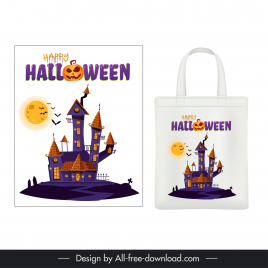 halloween tote bag design elements frightening scene