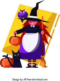 halloween witch painting cartoon characters colorful decor
