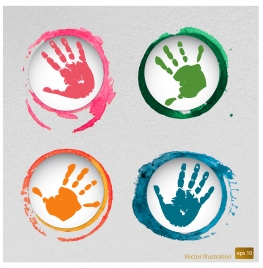 hand mark icons illustration with watercolor