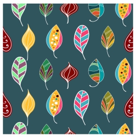 handdrawn leaves pattern with colorful flat design