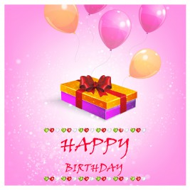 happy birthday background with balloon and gift