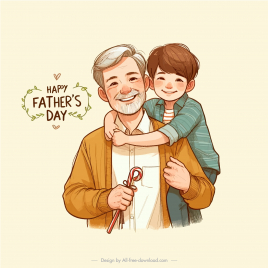 happy fathers day banner template cute handdrawn classic cartoon