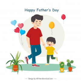 happy fathers day greeting card template cute da son cartoon