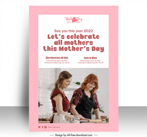 happy mothers day poster template women cooking in kitchen sketch modern realistic