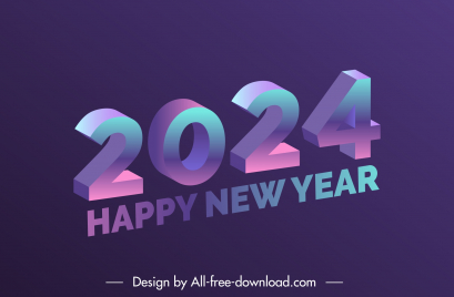 happy new year 2024 design elements elegant 3d numbers