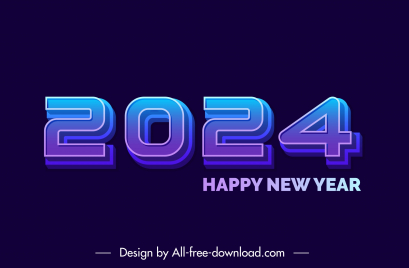 happy new year 2024 design elements elegant contrast 3d