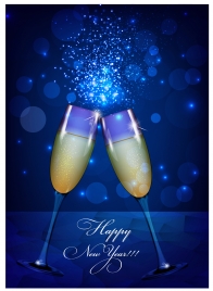 happy new year background with wine glass