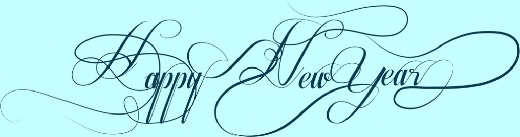 happy new year decoration text calligraphic curves style
