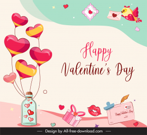 happy valentine day background template dynamic love gift elements decor