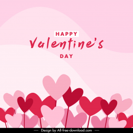 happy valentines day background template flat hearts design