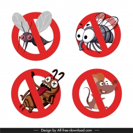 harmful animals sign templates cartoon sketch