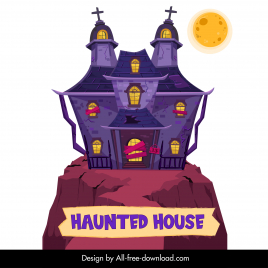 haunted house on a full moon night backdrop horror classic symmetric design