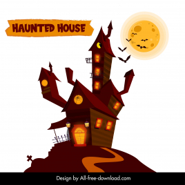hauting house halloween design elements contrast 3d