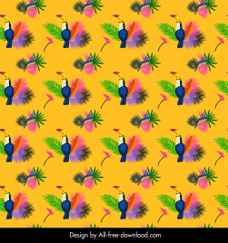 hawaiian pattern template floral and tropical leaves parrot repeating sketch