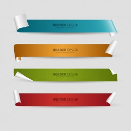 header design sets with 3d curled sheet background