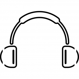 headphones alt sign icon flat symmetric geometric sketch